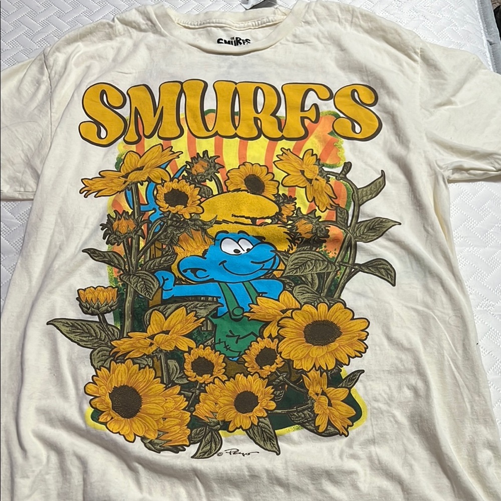Smurfs Graphic Tee with Sunflowers